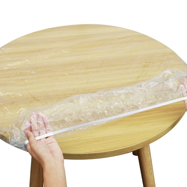 Tcwhniev Indoor Outdoor Clear Transparent Round Fitted Vinyl Tablecloth, Elastic Edge, Waterproof Oil-Proof PVC Table Cover,Table Protector of 45-56 Inch Diameter
