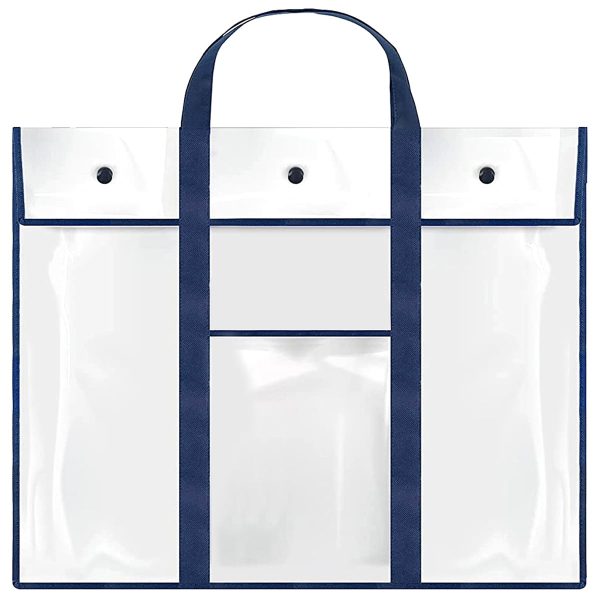 Tcwhniev Art Portfolio Bag Durable PVC Art Portfolio Storage Pouch Poster Bag with Pocket Large Capacity Poster Storage Bag Organizer Portable Bulletin Board Holder for Teacher Classroom