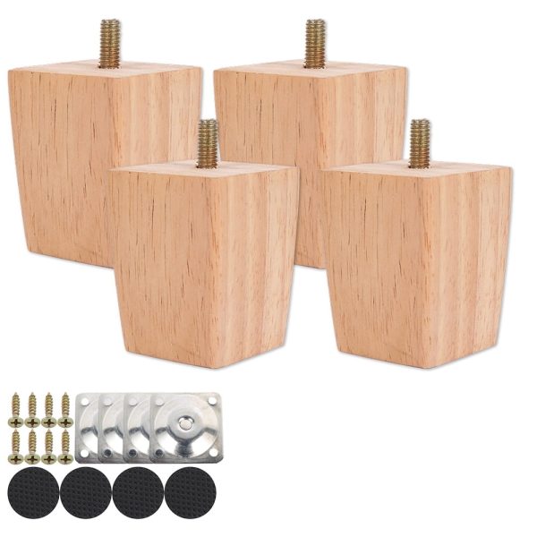 Tcwhniev 4 Set Wooden Furniture Legs Sofa Legs Replacement Legs 6/15/20cm Solid Wood Table Legs Square Furniture Feet with Screws for Sofa Couch Chair Bed Table Cabinet