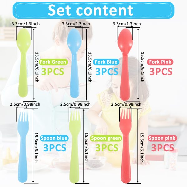 Tcwhniev Kids Silverware, 36Pieces Toddler Utensils,Reusable Kids Forks and Spoons Set, Kids Utensils Set for LunchBox, 18x Safe Forks,18 x Children Spoons - Image 2