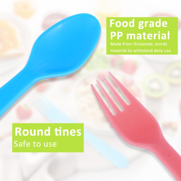Tcwhniev Kids Silverware, 36Pieces Toddler Utensils,Reusable Kids Forks and Spoons Set, Kids Utensils Set for LunchBox, 18x Safe Forks,18 x Children Spoons - Image 5