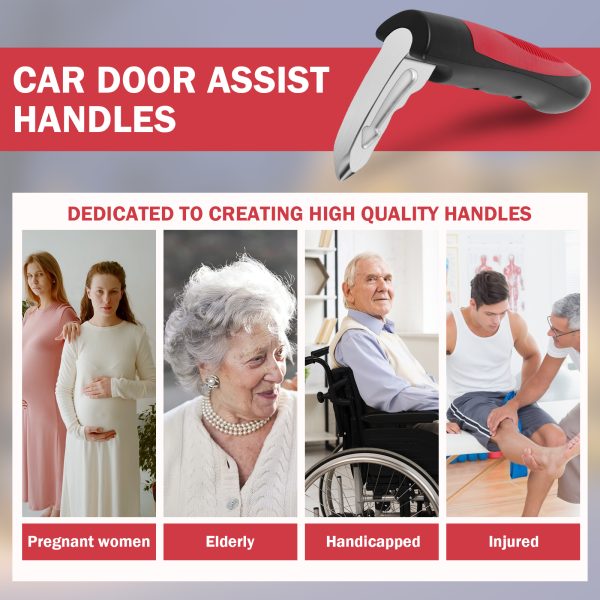 Tcwhniev 2Pcs Car Door Assist Handle 2 in 1 Multifunction Vehicle Support Handles Window Breaker Portable Automotive Car Handle Assist for Elderly and Car Emergency Tool - Image 5