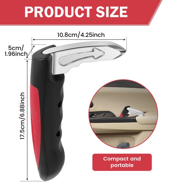Tcwhniev 2Pcs Car Door Assist Handle 2 in 1 Multifunction Vehicle Support Handles Window Breaker Portable Automotive Car Handle Assist for Elderly and Car Emergency Tool - Image 6