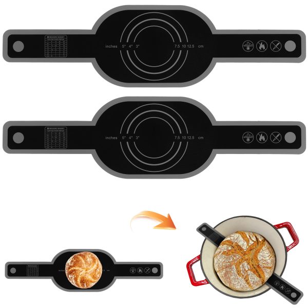 Tcwhniev 2Pcs Baking Mat for Dutch Oven, Silicone Bread Sling Multifunctional Baking Mat for Dutch Oven Reusable Dutch Oven Liner with Long Handles