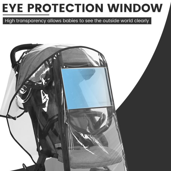 Tcwhniev Rainproof Stroller Cover Universal Waterproof Transparent Stroller Cover for Wind Snow Dust Ventilation Clear - Image 5