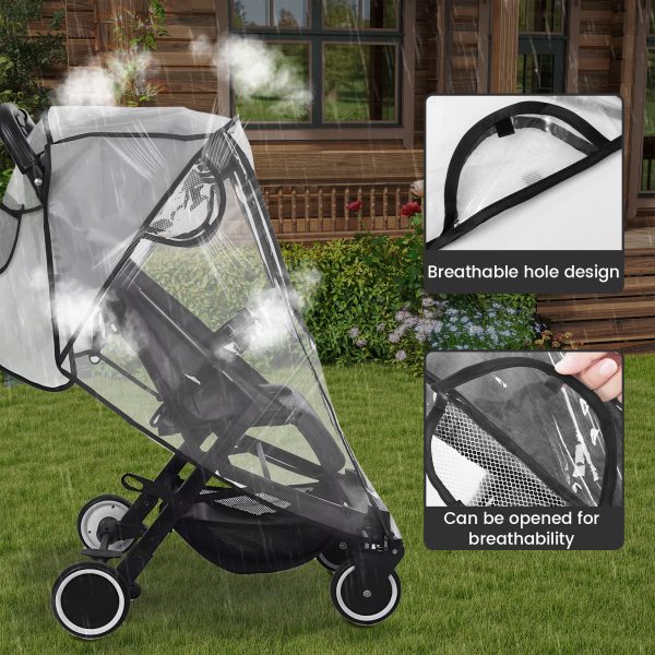 Tcwhniev Rainproof Stroller Cover Universal Waterproof Transparent Stroller Cover for Wind Snow Dust Ventilation Clear - Image 7
