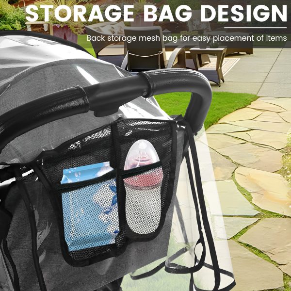 Tcwhniev Rainproof Stroller Cover Universal Waterproof Transparent Stroller Cover for Wind Snow Dust Ventilation Clear - Image 8