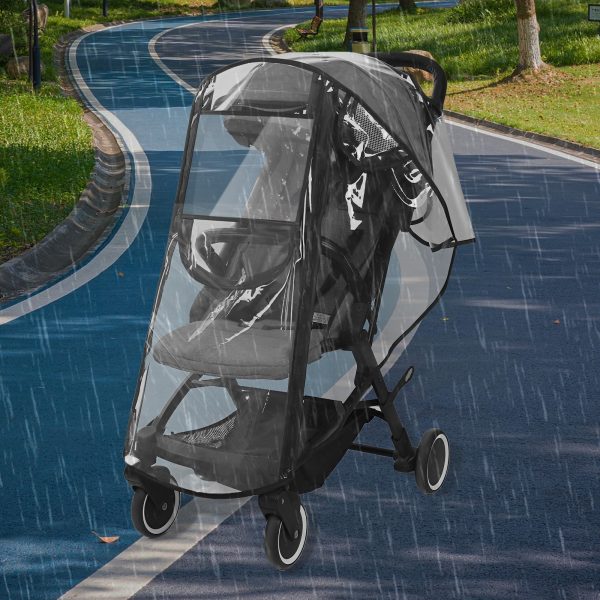 Tcwhniev Rainproof Stroller Cover Universal Waterproof Transparent Stroller Cover for Wind Snow Dust Ventilation Clear - Image 2