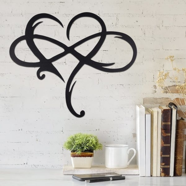 Tcwhniev Infinity Heart Sign Wall Decor Metal Art Love Wall Hanging Sign Door Hanger Anniversary Metal Wall Decal for Outdoor Garden Yard Living Room Bedroom Decor Home Ornaments Wedding Gift