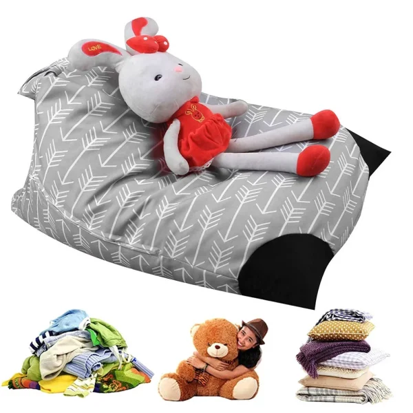 Stuffed Animal Bean Bag Chair Kids Toy Storage Organizer Stuffie Seat Foldable Sofa Seat for Teens Adults - Image 2
