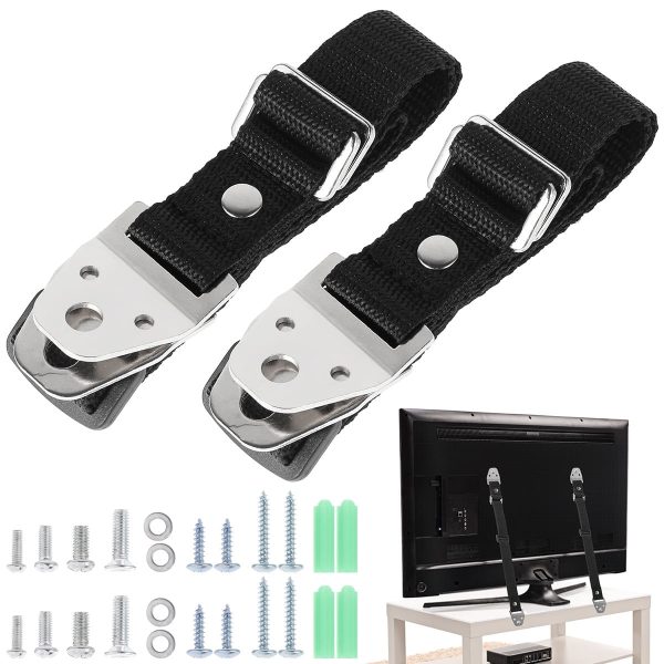 Tcwhniev TV Anchor Strap for Baby Safety, Adjustable, Black, 2 Piece