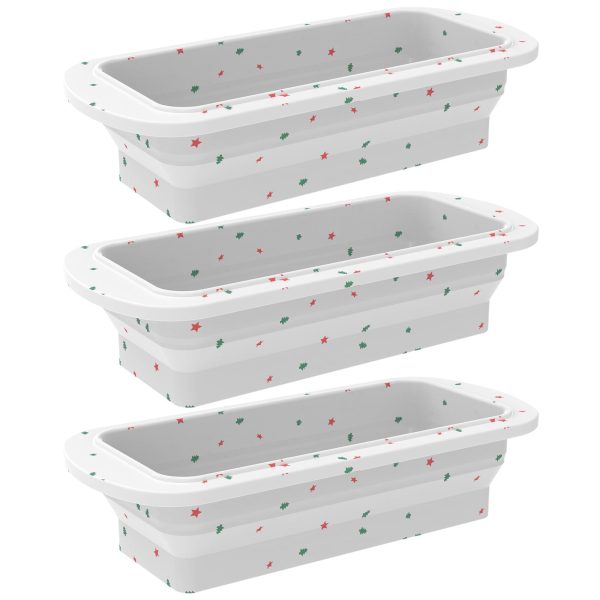 Austok 3Pcs Silicone Bread Loaf Pan with Metal Reinforced Frame Rectangular Foldable Loaf Baking Mold Non Stick Loaf Pans Reusable Baking Mold Pans for Homemade Bread Cakes Meatloaf Pie