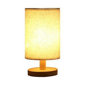 Tcwhniev Modern Table Lamp 10.2" Beige Remote Control LED Linen Night Light Warm White Bedside Lamp USB Powered for Bedroom Living Room Decoration(Three Color Adjustable)