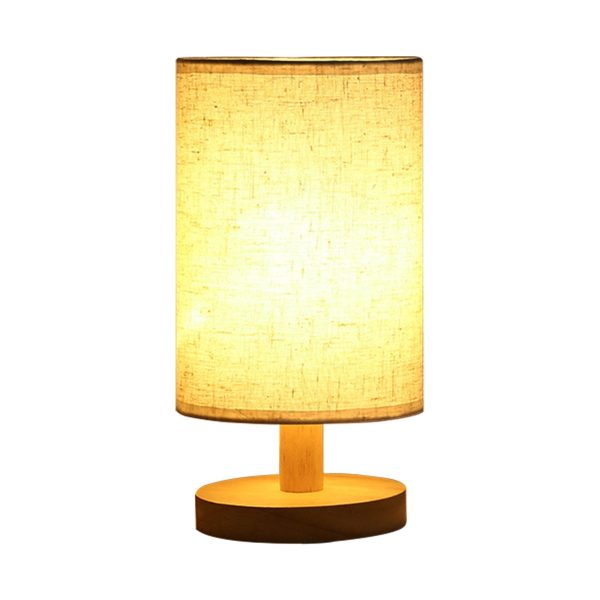 Tcwhniev Modern Table Lamp 10.2" Beige Remote Control LED Linen Night Light Warm White Bedside Lamp USB Powered for Bedroom Living Room Decoration(Three Color Adjustable)