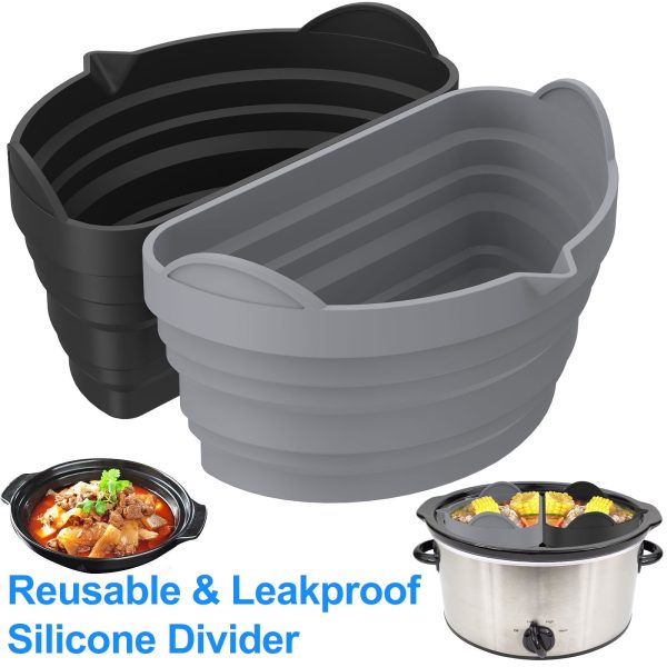 Tcwhniev Slow Cooker Divider Liner Fit 6 QT Pot,Silicone Slow Cooker Divider Liner,Reusable Cooking Liner Slow Cooker Kitchen Accessories Dishwasher Safe