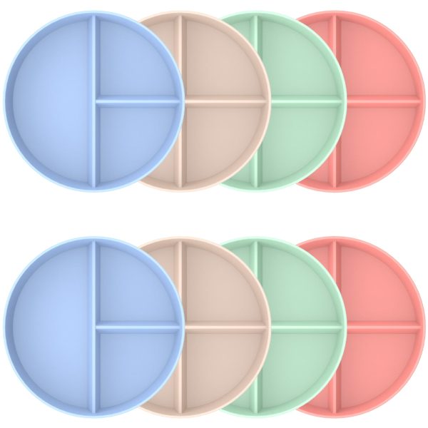 Jetcloudlive 8Pcs 9inch Divided Dinner Plates Unbreakable Portion Control Dinner Plates Reusable Plastic Baby Plates Stackable Divider Plates Microwave Safe for Kids Adults Dinner