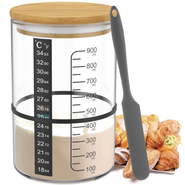Tcwhniev Sourdough Starter Clear Glass with Lid Bread Food Storage Jar