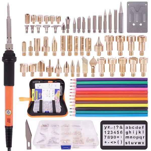 Tcwhniev 37Pcs Wood Burning Tool Kit Craft Set Soldering Pyrography Art Pen Tips