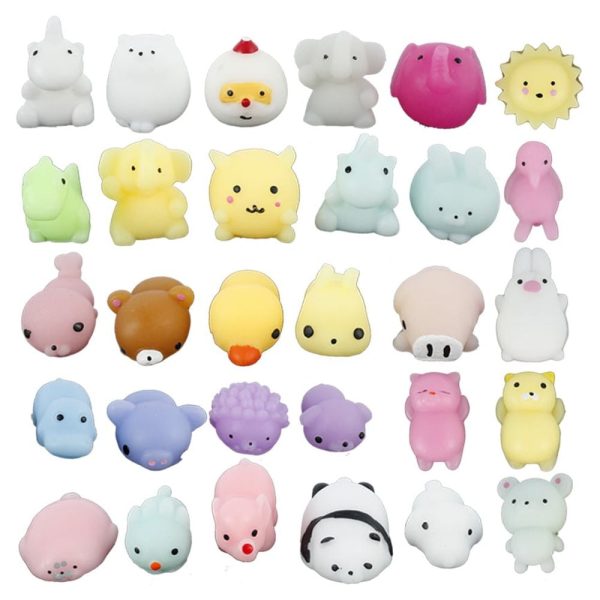 30Pcs Mochi Squishy Toys,Miniature Novelty Toys,Moji Fidget Toys,Mini Animal Squishy Toys Pack,for Easter Basket Stuffers, Basket Filler, Easter Party Favor, Class Prize