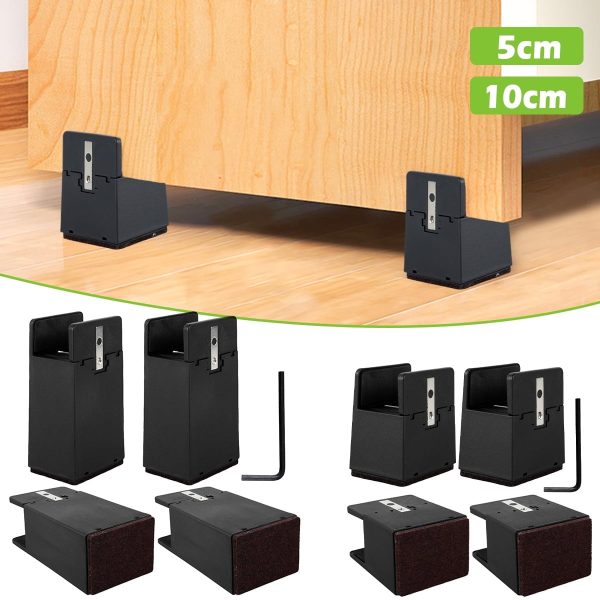 Tcwhniev 4Pack Adjustable Furniture Riser Reusable Bed Chair Sofa Riser Heavy Duty Furniture Leveling Feet Fits Thickness of Furniture Frame from 0.39" to 1.46"