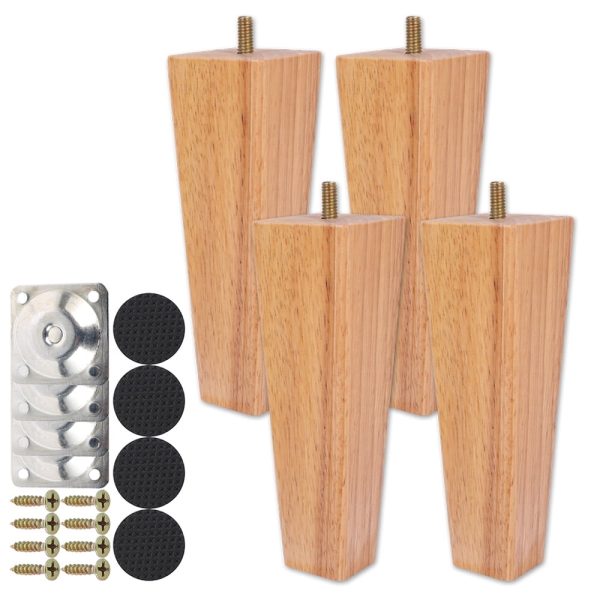 Tcwhniev Wooden Furniture Legs 6/15/20cm, 20cm Height Solid Wood Sofa Legs, Brown, 4-pieces