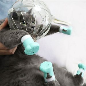 Cat Muzzle and Boots Anti Bite Cat Breathable Hood Anti-Licking Clear Cat Helmet with Paw Cover Reusable Pet Space Hood Portable Cat Astronaut Helmet Anti-Scratch Paw Shoes for Bath Beauty Grooming