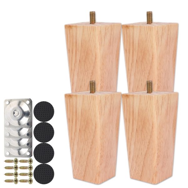 Tcwhniev 6/15/20cm Wooden Sofa Legs with Screws, Brown, 4 Piece