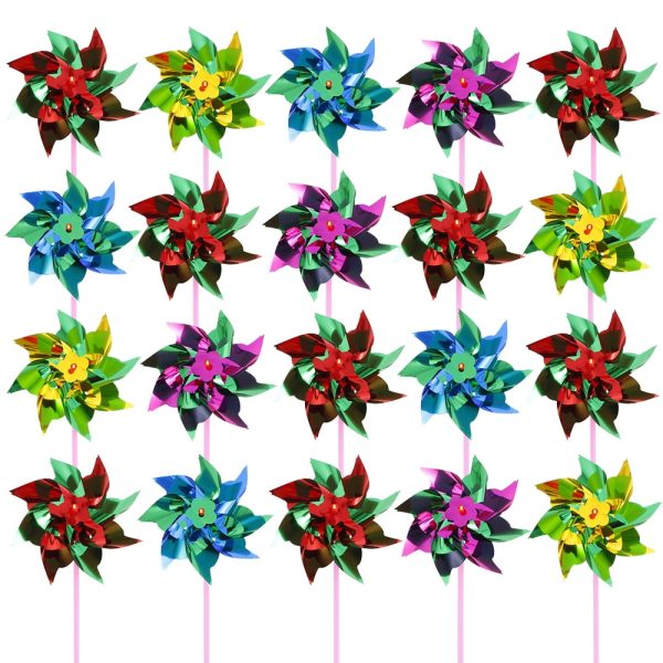 Tcwhniev 50 Pcs Plastic Rainbow Windmill Colorful Party DIY Pinwheels Set for Kids Toy Garden Party Lawn Decor, Fun Carnival Party Toy